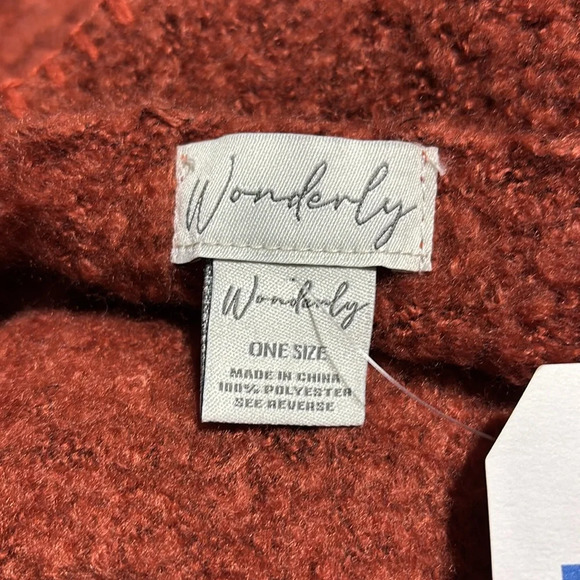 Wonderly Knit long wide wrap scarf 96” length, 22” wide, paprika color  OS - Picture 10 of 10